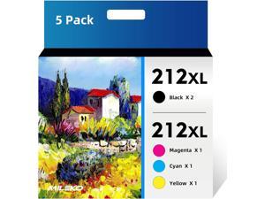 212XL Ink Cartridges Remanufactured Replacement for Epson 212XL 212 XL T212XL T212 Ink Cartridges for Expression Home XP4100 XP4105 Workforce WF2830 WF2850 Printer 5 Pack