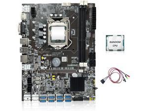 BITEO B75 Mining Motherboard Boot Up Mining Support 1660/580 GPU 8 USB 3.0 to PCI-E 16X with LGA 1155 CPU Motherboard Power Cable for BTC/ETH/ZEC/ETC