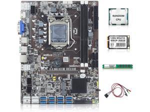 BITEO B75 Mining Motherboard with CPU 4GDDR3 128GmSATA LGA 1155 8 USB 3.0 to PCIE 16X Support 1660/580 Motherboard for Mining BTC/ETH/ZEC etc