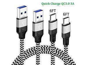 6FT 2Pack Charger Cord Charging Cable for Samsung Galaxy A51 A71 A52 A42 5G A21 S8plus Note9 Note8 S9plus Note 8 9 10 A50 A70 A10E A20 A41Pixel3 XLTMobile REVVLRYUSB Type C Fast Charge Phone Wire