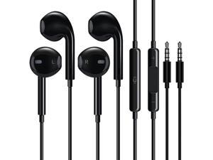 2 Pack Headphones Wired Half inEar Wired Earbuds Bass Stereo Builtin Call Control Button Earphones Compatible with MP4 MP3 iPhone 6 6S iPod iPad Android and All 35mm Plug Audio Devices