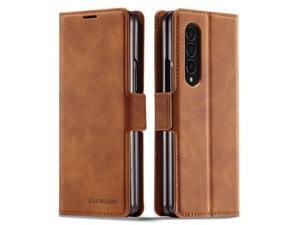 Samsung Galaxy Galaxy Z Fold 3 Case Premium PU Leather Cover TPU Bumper with Card Holder Kickstand Hidden Magnetic Shockproof Flip Wallet Case for Galaxy Z Fold 3 5G 2021 Released