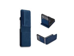 Samsung Galaxy Z Flip 3 5G 2021 Case Premium PU Leather Cover TPU Bumper with Card Holder Kickstand Hidden Magnetic Shockproof Flip Wallet Case