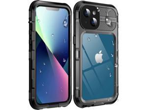 iPhone 13 Waterproof Metal Case with Builtin Screen Protector 15FT Military Grade ShockproofIP68 Water Proof Full Body Aluminum Protective Drop Protection Cover for iPhone 13 61 inch