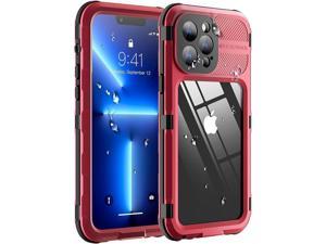 iPhone 13 Pro Max 67 inch Waterproof Metal Case  Builtin Screen Protector15FT Military Grade ShockproofIP68 Water Proof Full Body Aluminum Protective Dropproof Cover Red