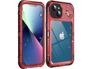 iPhone 13 Waterproof Metal Case with Builtin Screen Protector 15FT Military Grade ShockproofIP68 Water Proof Full Body Aluminum Protective Drop Protection Cover for iPhone 13 61 inch Red