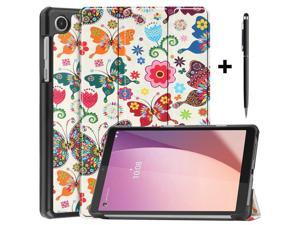 Case for Lenovo Tab M8 4rd Gen 2023 8 inch Tablet Model TB300FU TB300XU Slim Lightweight Stand Hard Shell Protective Cover with Stylus Pen Butterfly