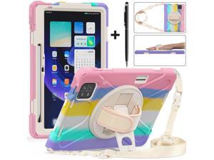 Protective Case for Xiaomi Mi Pad 6  6 Pro 112 Inch 2023 with Stylus Holder  Kickstand Portable Heavy Duty Hybrid ShockProof Cover with 360 Rotatable Handle Shoulder Strap Stylus Pen Pink