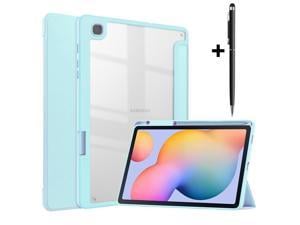 Slim Case for Samsung Galaxy Tab S6 Lite 104 Inch 2022 2020 Model SMP610P613P615P619 with S Pen Holder Stylus Pen Shockproof Cover with Clear Transparent Back Shell