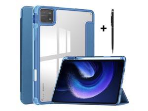 Protective Case for Xiaomi Mi Pad 6  6 Pro 11 Inch 2023 with S Pen Holder Universal Stylus PenTransparent Hard Shell Back Trifold Smart Stand Cover