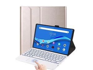 BONAEVER Touchpad Keyboard Case for Lenovo Tab M10 3rd Gen Case 101 inch 2022 Model TB328F Slim Leather Cover with Keyboard  Backlights  Pencil Holder Gold