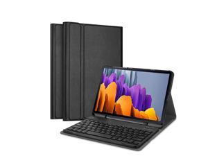 Galaxy Tab S8 Plus / S7 Plus Keyboard Case with S Pen Holder, PU Leather Stand Cover with Detachable Bluetooth Keyboard for Samsung Galaxy Tab S8+ 2022 / S7+ 2020 12.4 / S7 FE 2021