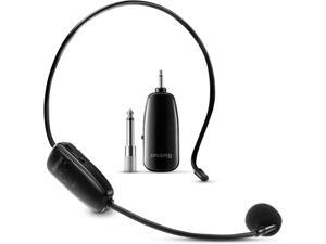 Wireless Microphone Headset, 160 ft Range, UHF Wireless Headset Mic, Headset Mic&Handheld Mic 2 in 1, 1/8''&1/4'' Output, for Mic Speakers, Amplifier, PA System(Incompatible Phone, Laptop)