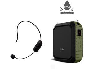 Wireless Personal Voice Amplifier with Portable Microphone Headset, 18W Rechargeable Microphone Speaker, Waterproof |Dustproof |Dropproof Bluetooth PA System for Teachers Coaches ect Green Wireless