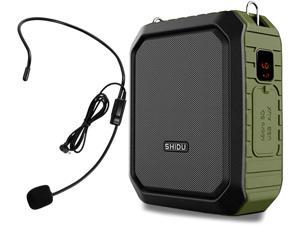 Bluetooth Voice Amplifier,Portable Waterproof Voice Amplifier with Wired Microphone Headset 18W 4400mAh, Rechargeable Bluetooth Microphone and Speaker for Teachers,Outdoors,Classroom,Fitness