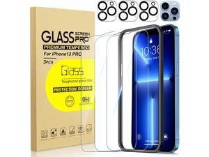 3 Pack Tempered Glass Screen Protector Compatible with iPhone 13 Pro 61 inch with 3 Pack Camera Lens Protector 9H Hardness Scratch Resistant Easy Installation