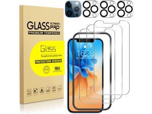 3 Pack Tempered Glass Screen Protector Compatible with iPhone 12 Pro Max 6.7 inch with 3 Pack Camera Lens Protector, [9H Hardness] [Scratch Resistant] [Easy Installation]