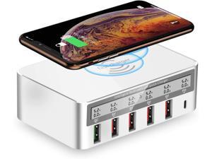 USB Fast Charger MultiPort 100W6 Port USB Fast Charging Station with Quick Charge 30 QC 30 and PD Speed Chargerwith 10W Max Wireless Charging