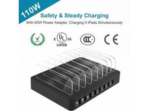 110W 8 Ports USB Charger Hub QC 30 Fast Charging Station Dock with Dividers For iPhone iPad AirMini Samsung Galaxy LG stylo Google Pixel Kindle