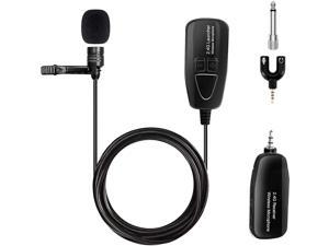 Wireless Lavalier Microphone, 2.4G Wireless Microphone System with Lavalier Lapel Mics,Transmitter&Receiver for Conference, Speaker, Teaching, Tour Guiding, Stage Performance