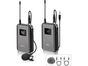 Wireless Lavalier Microphone Professional UHF Wireless Mic System for DSLR Cameras,iPhone,Android Smartphones,Video Recording,Vlogging, Interview, Teaching,328' ft Audio Range