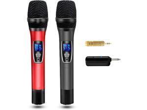 Wireless Microphones,Dual UHF Karaoke Wireless Microphone System with Rechargeable Receiver for Party, Meeting,Church,Wedding,260ft Range