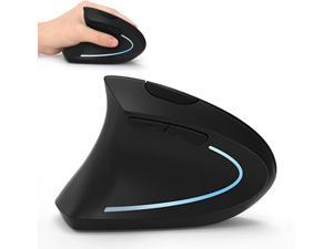 Left Handed Mouse, Wireless 2.4G USB Lefty Left Hand Ergonomic Vertical Mouse, Less Noise - Black