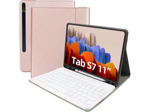Keyboard Case for Samsung Galaxy Tab S8  Tab S7 11 inch Model for SMX700X706T870T875T878 Detachable Wireless KeyboardSlim Lightweight Stand Cover with Pen Holder Rose Gold