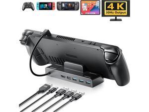 Steam Deck Dock - Docking Station for Steam Deck Stand Base USB-C Hub with HDMI 4K, 3 USB 3.0 & 65W Charging Port Compatible with Switch, Tablet, Monitor, Handle, Steam Deck Accessories