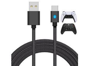 10FT Charging Cable for PS5 Controller for Xbox Series XS for Switch Pro Controller and Phone Fast Charger Cord Nylon Braided TypeC Ports Replacement with LED Indicator Support Transfer Date