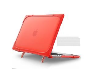 Hard Shell Case for MacBook Air 13.6 Inch 2022 Model A2681 with M2 Chip & Touch ID, Heavy Duty Protective Cover with Fold Kickstands & Transparent Keyboard Cover Red