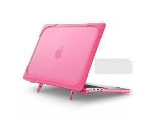 Hard Shell Case for MacBook Air 13.6 Inch 2022 Model A2681 with M2 Chip & Touch ID, Heavy Duty Protective Cover with Fold Kickstands & Transparent Keyboard Cover Rose Red