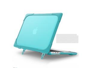 Hard Shell Case for MacBook Air 13.6 Inch 2022 Model A2681 with M2 Chip & Touch ID, Heavy Duty Protective Cover with Fold Kickstands & Transparent Keyboard Cover Light Blue