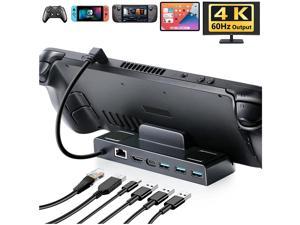 Steam Deck Dock - Steam Deck Docking Station with HDMI 2.0 4K 60Hz, Gigabit Ethernet, 3 USB 3.0 and 100W Charging USB-C Port Compatible with TV, Switch, Controller, Steam Deck Accessories