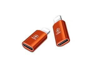 USB C to Lightning Adapter 2 Pack 20W PD Fast Charging Lightning Male to Type C Female Converter for iPhone iOS Black Orange