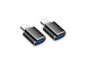Lightning Male to USB Female Adapter Connector 2 Pack USB OTG Converter for iPhone iPad Card ReaderU DiskKeyboardMouseUSB Flash DriveOTG Data Sync Cable Black