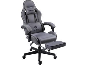 Zimous Gaming Chair Fabric Game Chair with Pocket Spring Cushion Office Massage Chair Breathable Reclining Computer Chair with Footrest Adjustable Swivel Ergonomic Gamer Chair 290LBS (Grey)