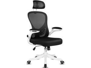 Misolant Office Chair, Ergonomic Desk Chair, Mesh Chair, Office Desk Chair, Ergonomic Chair, Mesh Computer Chair with Adjustable Headrest, Lumbar Support and Flip-up Arms for Home or Office (White)