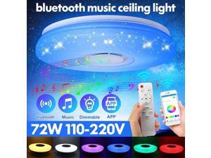 72W RGB Music LED Ceiling Light Lamp Flush Mount Round Starlight Music bluetooth Speaker Remote Dimmable Color Changing Light