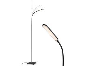 LED Bright Reading and Craft Floor Lamp - SYMPA Modern Standing Pole Light - Dimmable, Adjustable Gooseneck Task Lighting Great in Sewing Rooms, Bedrooms
