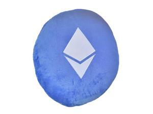 Blue Ethereum (ETH) Rounded Elliptical Stuffed Plush Pillow with Embroidered Logo Cryptocurrency Crypto Currency Decoration
