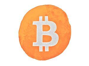 Orange Bitcoin (BTC) Rounded Stuffed Plush Pillow with Embroidered Logo Cryptocurrency Crypto Currency Decoration