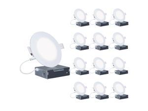 Infibrite 6 Inch 2700K Soft White 12W 1050LM Thin LED Ceiling Light Kit, Dimmable, Wet Rated (12 Pack)