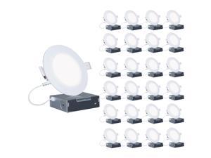 Infibrite 4 Inch 6000K Clear White 9W 750LM Thin LED Ceiling Light Kit, Dimmable, Wet Rated (24 Pack)