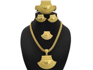 Dubai Gold Necklace Set Pendant African Nigerian 24K Jewelry Set Earrings And Bracelets Bridal Indian Fashion Quality New S-144