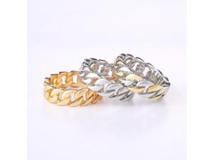 Trendy Gold Silver Color Chain Rings for Men Women Vintage Handmade Twisted Geometric Finger Jewelry Hip Hop Party Gifts