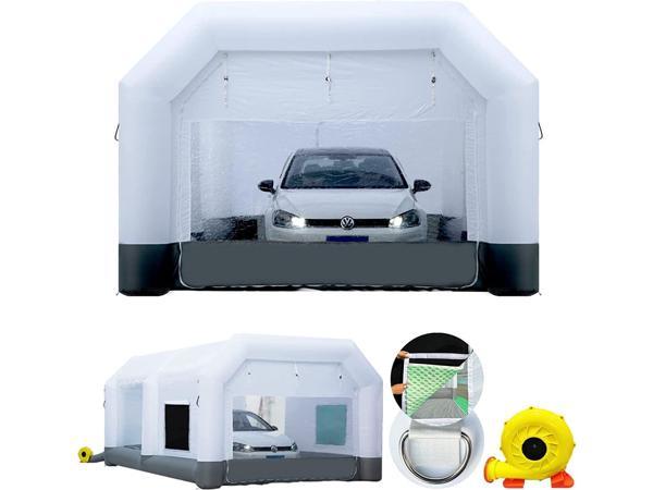  Sewinfla Professional Inflatable Paint Booth 28x15x11Ft with 2  Blowers (950W+950W) & Air Filter System Portable Paint Booth Tent Garage  Inflatable Spray Booth Painting for Cars