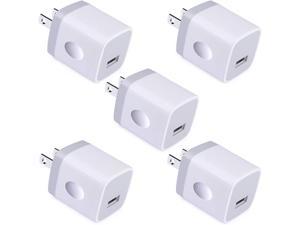 Single Port USB Charger, 1A 5V Wall Plug USB Power Adapter 5 Pack for Phone 12/11/X/8/7/6S/6S/6Plus/6/5S/5,Samsung Galaxy S20 Ultra/S10/S9/S8/S7 Edge Note 20/9/8,HTC,Nexus,Moto, BlackBerry,G8
