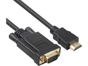 HDMI to VGA, Gold-Plated HDMI to VGA 6 Feet Cable (Male to Male) Compatible for Computer, Desktop, Laptop, PC, Monitor, Projector, HDTV, Raspberry Pi, Roku, Xbox and More
