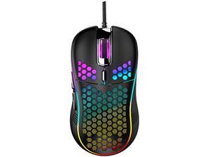 Honeycomb Wired Gaming Mouse, RGB Backlight and 7200 Adjustable DPI, Ergonomic and Lightweight USB Computer Mouse with High Precision Sensor for Windows PC & Laptop Gamers